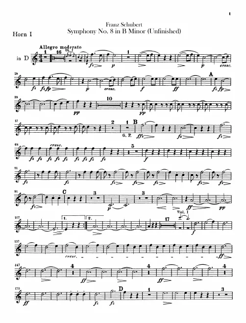 Horn 1 (D, E), 1 (F), 2 (D, E), 2 (F)