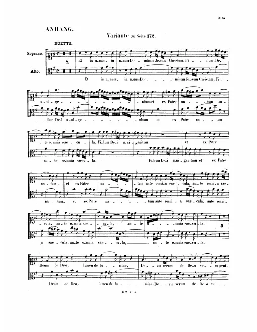 Appendix: Original version (vocal parts) of Et in unum Dominum with Et incarnatus est text. (p.172)