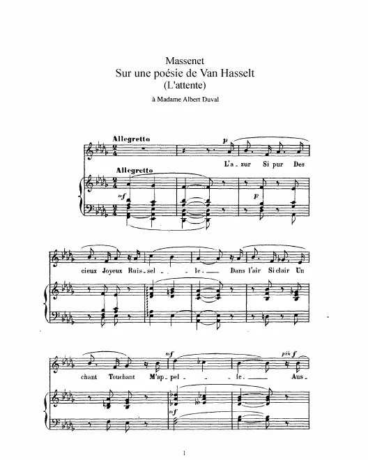 Complete Score (D Major: high voice and piano)