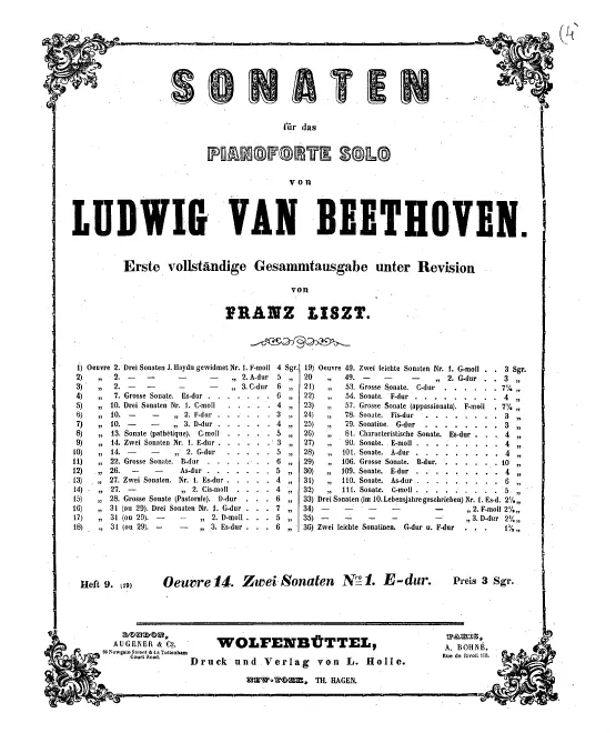Heft 9. Piano Sonata No.9, Op.14 No.1