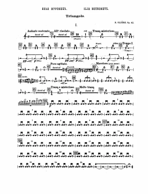 Triangle, Snare Drum, Cymbals, Bass Drum, Tam-Tam, Glockenspiel