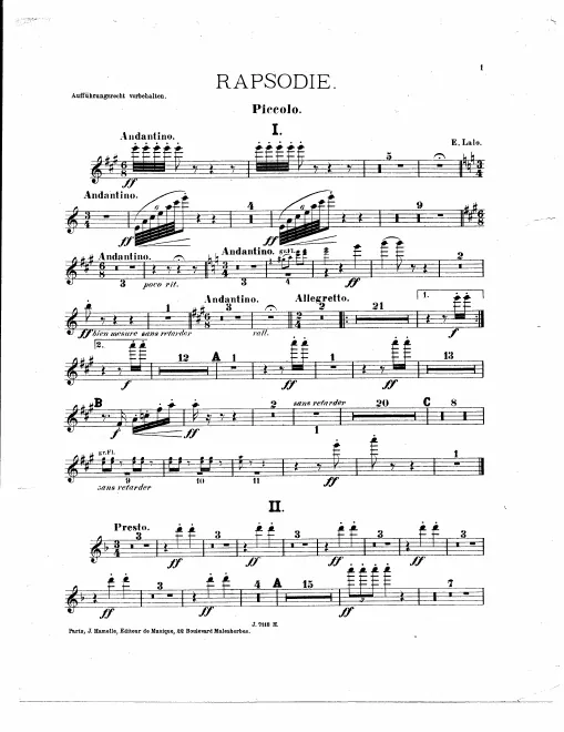 Piccolo, Flute 1, 2