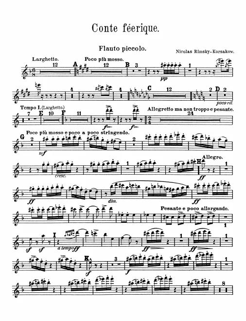 Piccolo, Flute 1, 2