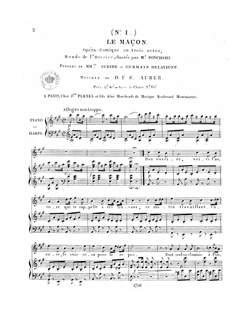 1. Ronde de l'ouvrier: "Bon ouvrier, voici l'aurore" (Act I, No.2)