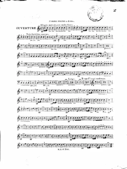 Horn 1, 2 (B), 3, 4 (E)