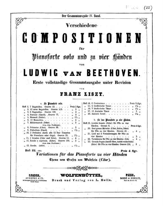 Heft 22. 8 Variations on a Theme by Count Waldstein, WoO 67
