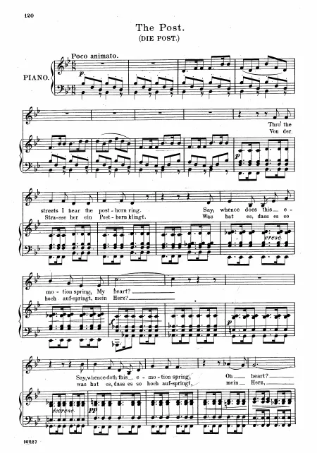 13. Die Post (Low Voice, Transposed to )