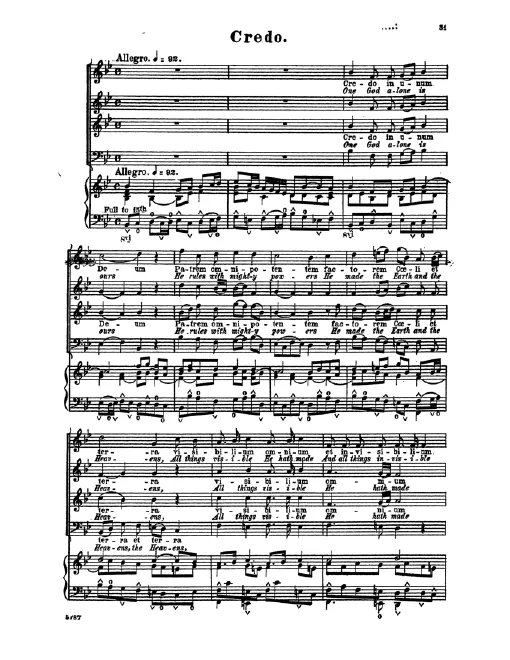 III. Credo; IV. Sanctus - Benedictus; V. Agnus - Dona