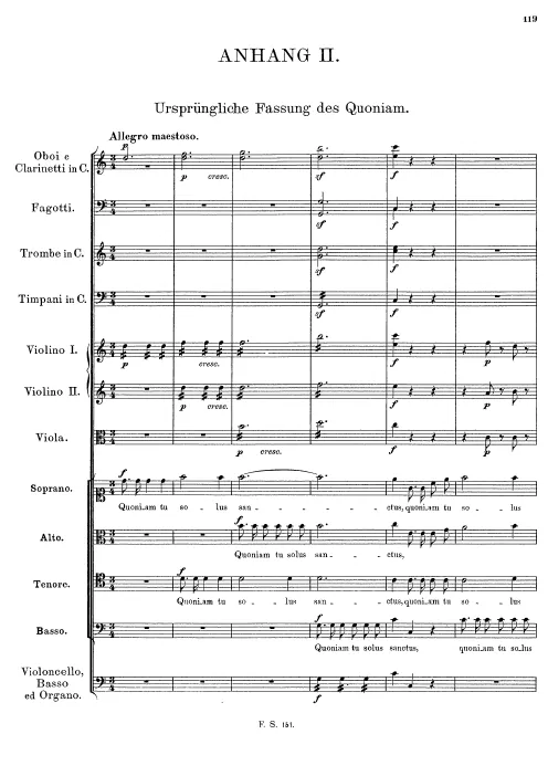 Appendix II - "Quoniam tu solus sanctus" (original version)