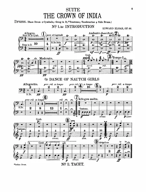 Percussion 1 (Bass Drum, Snare Drum, Tamourine, Tom-Toms, Cymbals, Gong)