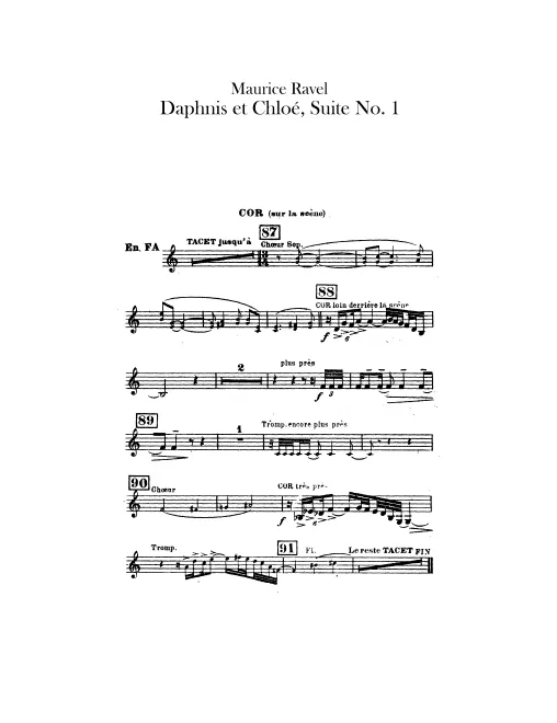 Horn sur la scène, alternates to substitute for chorus (F)