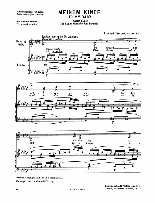 Complete Score (Medium Voice, transposed to )