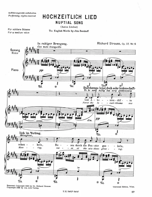 Complete Score (Medium Voice, transposed to )