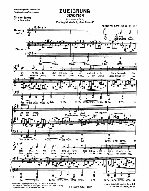 Complete Score (low voice, transposed)