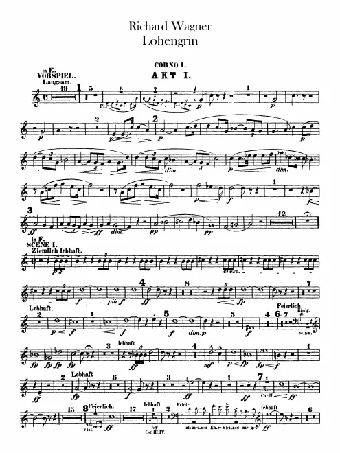 Horn 1, 2, 3, 4 (E, D, E, F, G, A, A, C, B)