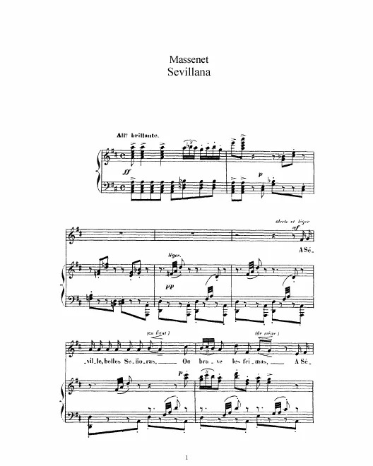 Complete Score (D Major: high voice and piano)