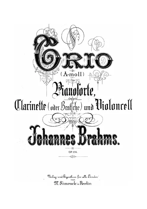 Complete Score and Parts (monochrome) Clarinet (A), Viola (alternate), Cello