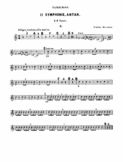 Tambourine, Triangle, Tam-Tam, Bass Drum/Cymbals