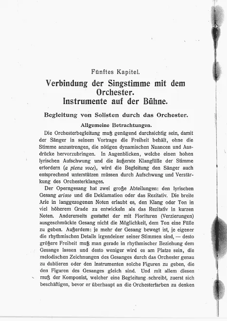 Kapitel 5: Verbindung der Singstimme mit dem Orchester