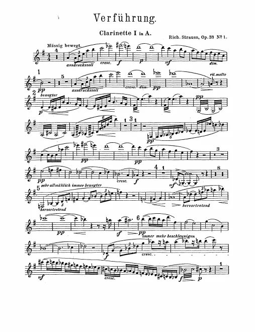 Clarinet 1, 2, 3 (solo) (A/B), Bass Clarinet (A), Piccolo Clarinet (E)