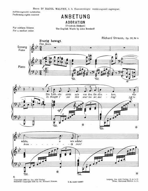 Complete Score (Medium voice, transposed to )