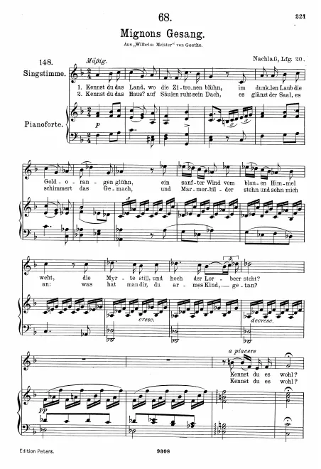 Complete Score (High Voice, transposed to )