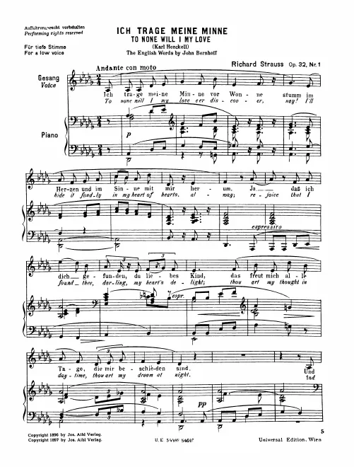 Complete Score (Low Voice, transposed to )