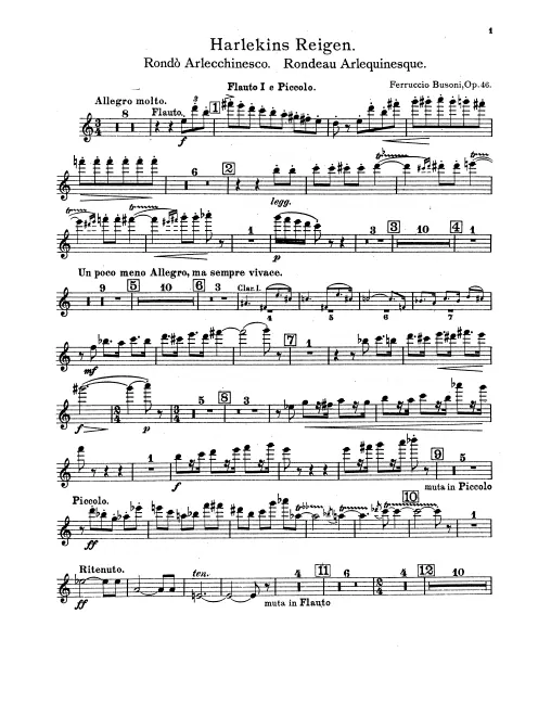 Flute 1, 2 (both also Piccolo)