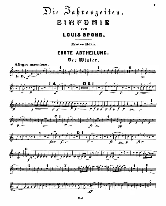 Horn 1, 2, 3, 4 (2 in D/G/E/F, 2 in B/C/D)