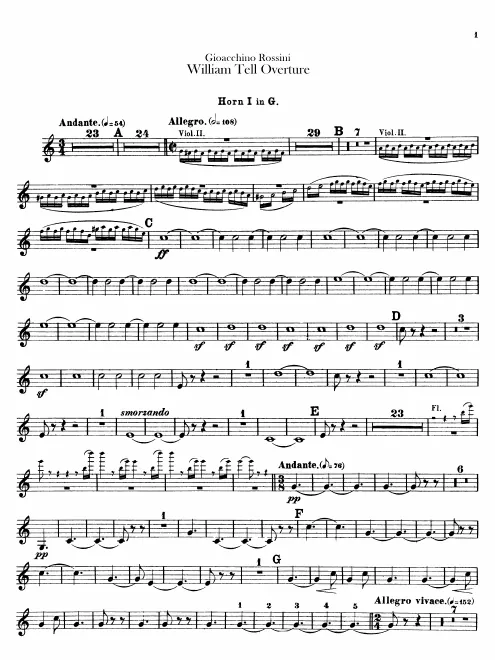 Horn 1, 2 (G), 3, 4 (E)