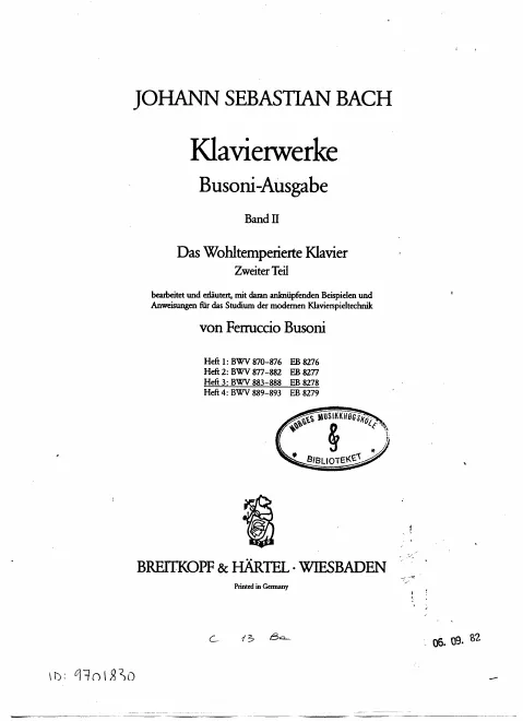 Præludium and Fuga Nos.14–19, BWV 883–888