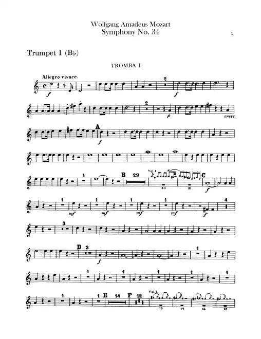 Trumpet 1, 2 (B, transposed, C)