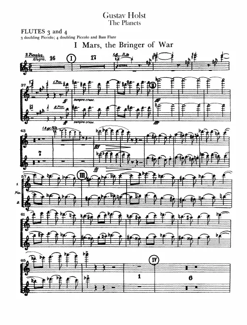 Flute 3/4 (3 also Piccolo, 4 also Piccolo, Alto* or Bass Flute)