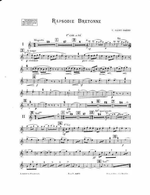 Horn 1, 2 (D), 3, 4 (F)