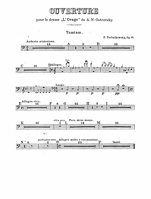 Tam-Tam, Snare Drum, Bass Drum/Cymbals