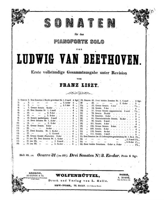 Heft 18. Piano Sonata No.18, Op.31 No.3