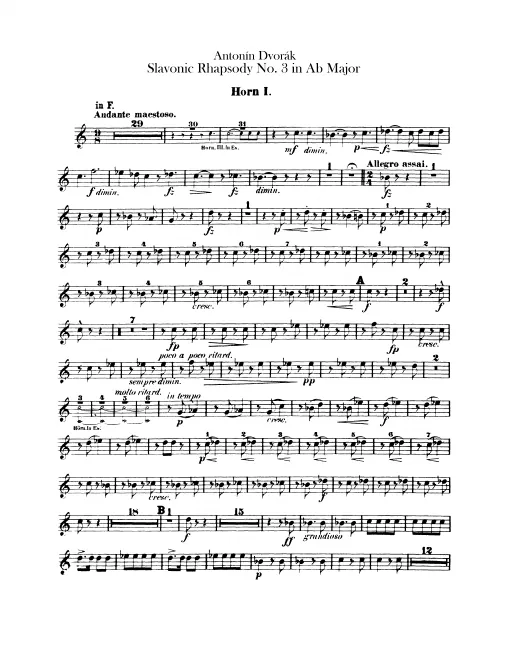 Horn 1, 2 (F), 3, 4 (E, F)