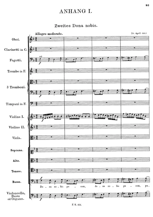 Appendix I - "Dona nobis pacem" (2nd setting) [formerly D.185]