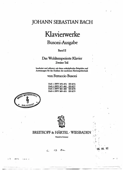 Præludium and Fuga Nos.8–13, BWV 877–882