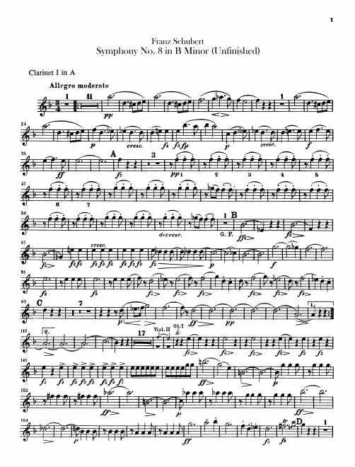 Clarinet 1 (A), 1 (B), 2 (A), 2 (B)