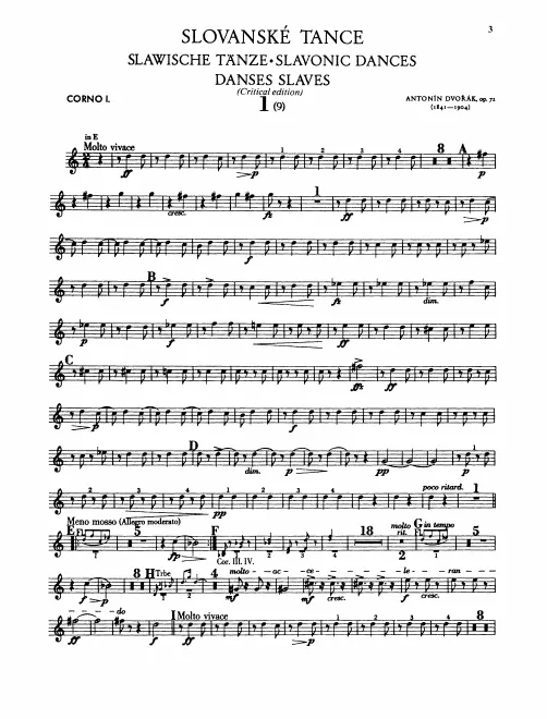 Horn 1, 2, 3, 4 (also transposed F)