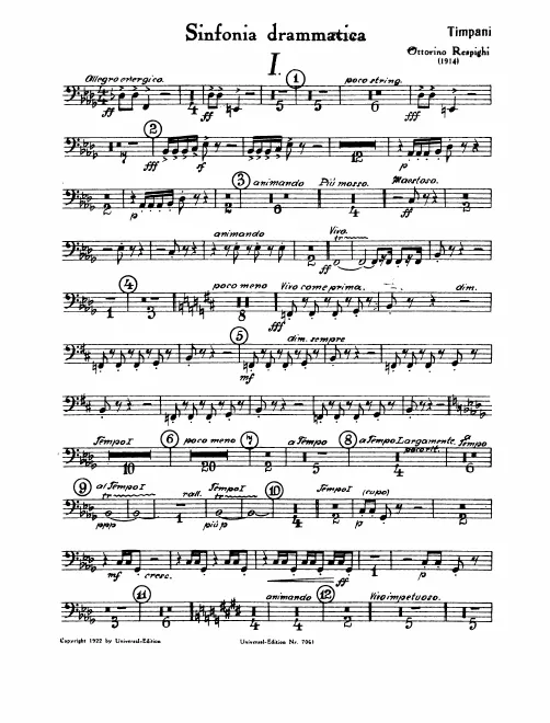 Timpani, Snare Drum, Bells, Tam-Tam, Cymbals/Bass Drum
