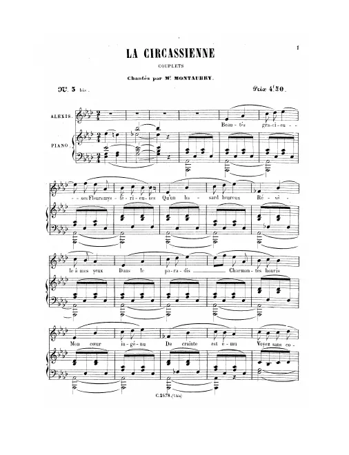 No.5bis, Couplets: "Beautés gracieuses" (Act II, No.9b), A♭ major