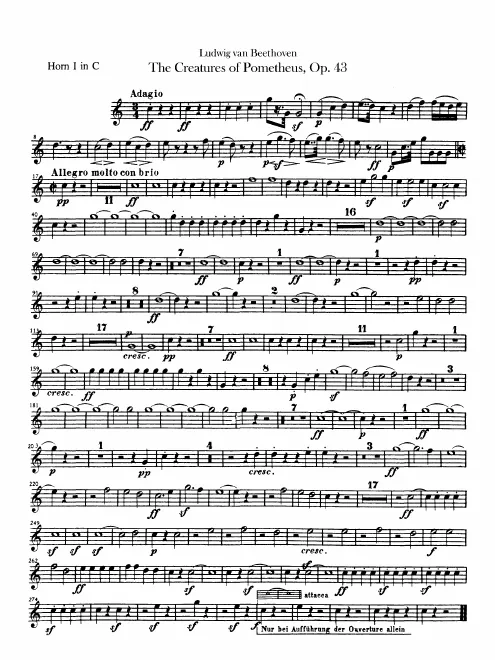 Horn 1, 2 (C), Alternate parts in F