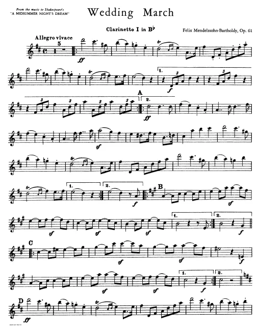Clarinet 1, 2 (B), 1, 2 (C)
