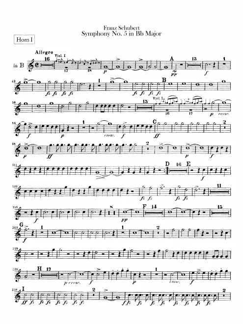 Horn 1, 2 (B, E, G; F transposed)