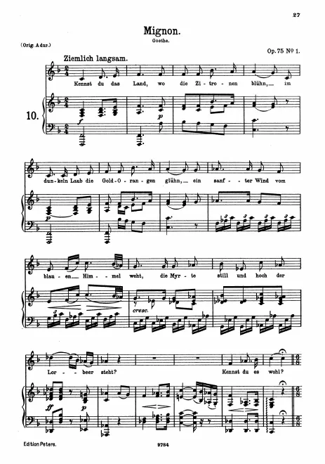 Complete Score (medium/low voice, transposed to )