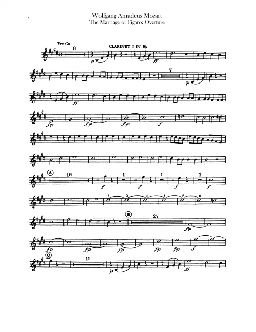Clarinet 1, 2 (A, B transposed)
