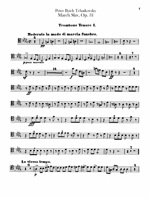 Trombone 1, 2, 3 (tenor, bass clefs), Tuba