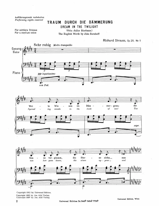 Complete Score (Medium Voice, transposed to )